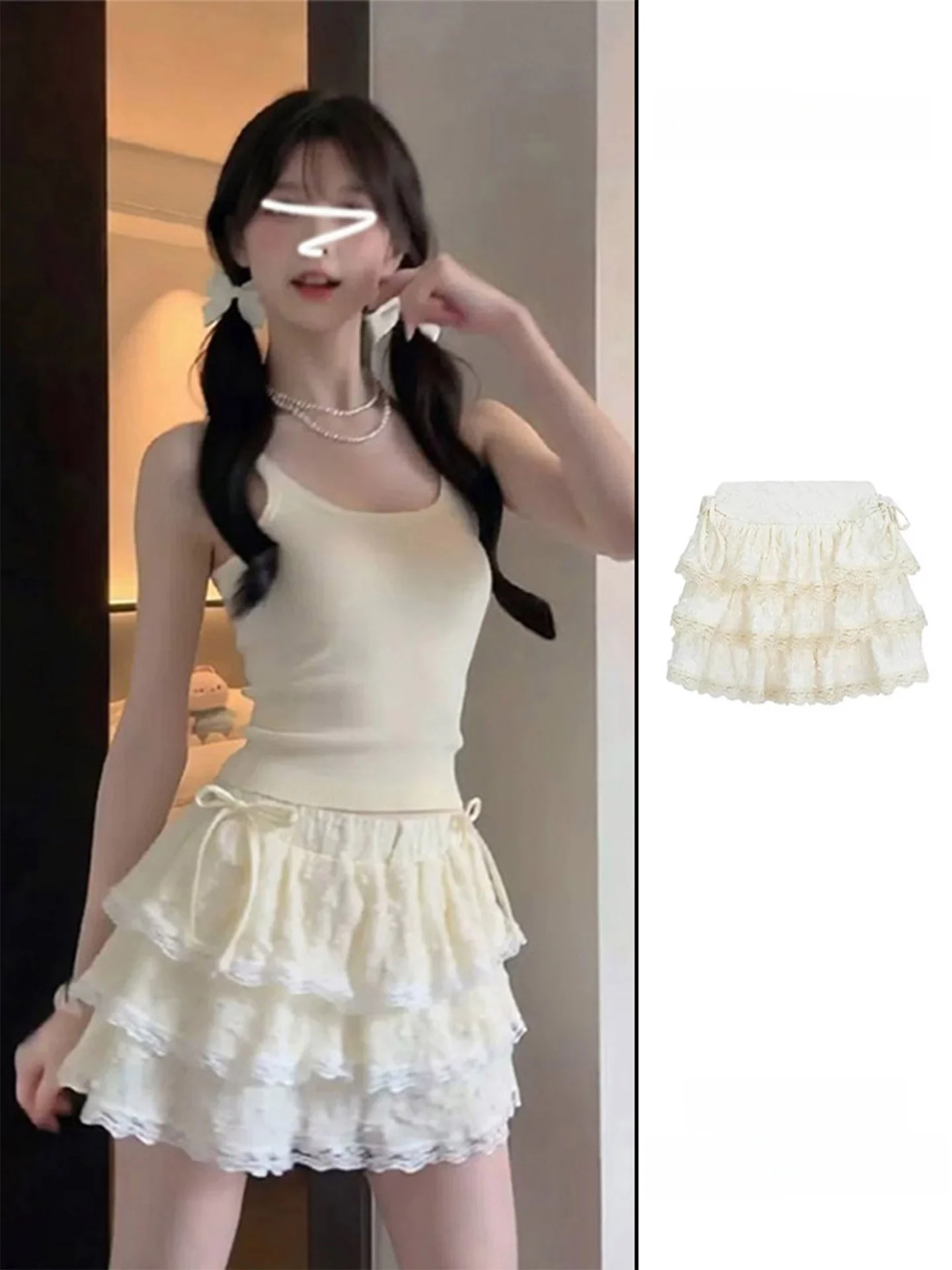 

Sweet Princess Style Short Half Skirt with Lace Trim Puffy Cake Design Ballet Flounce for Women High Waist Resistant to Defor...