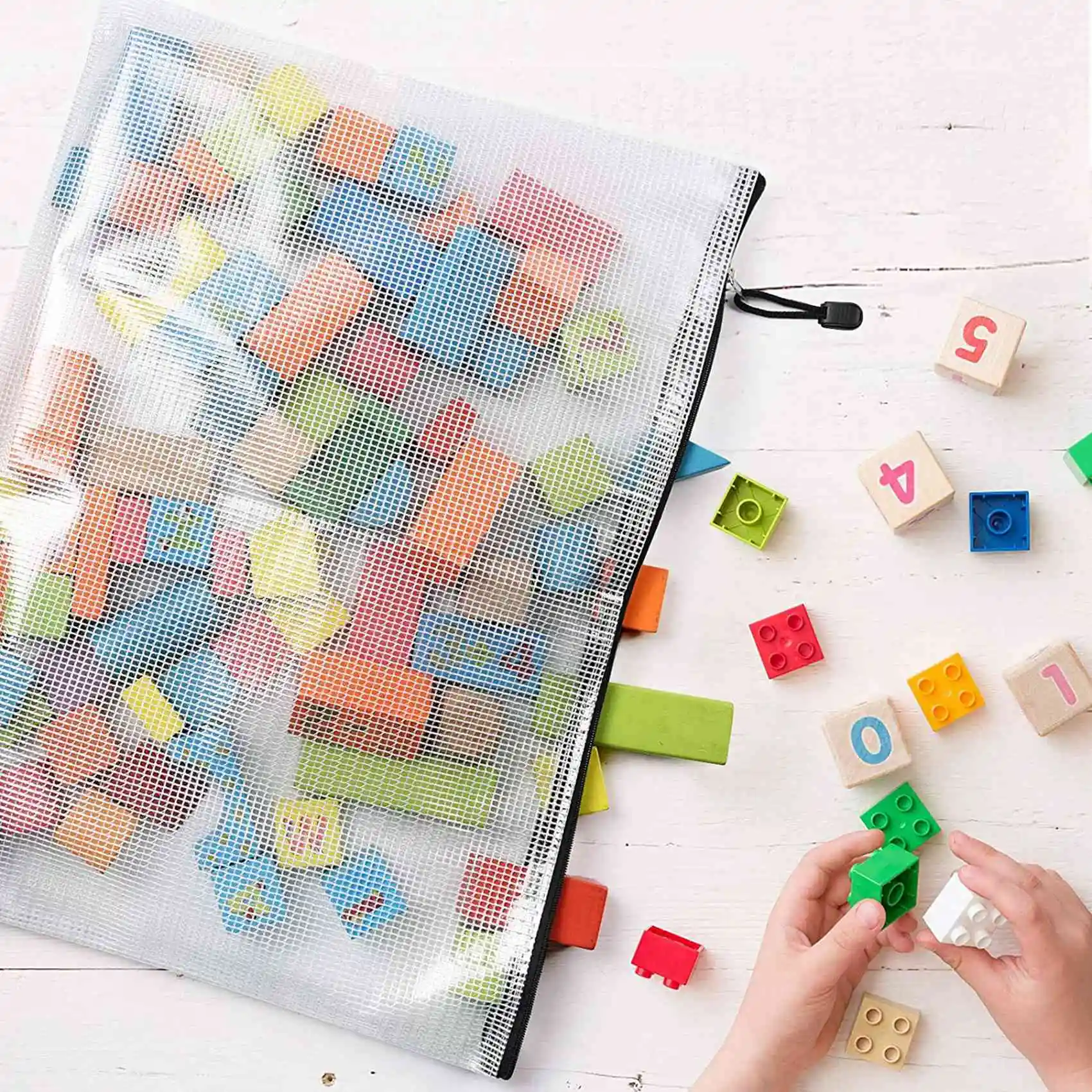 แฟ้ม A3 12ชิ้นกระเป๋าซิปข้อมูลกระเป๋าสตางค์พลาสติกตาข่ายกระเป๋าซิป tas berkas มีซิป