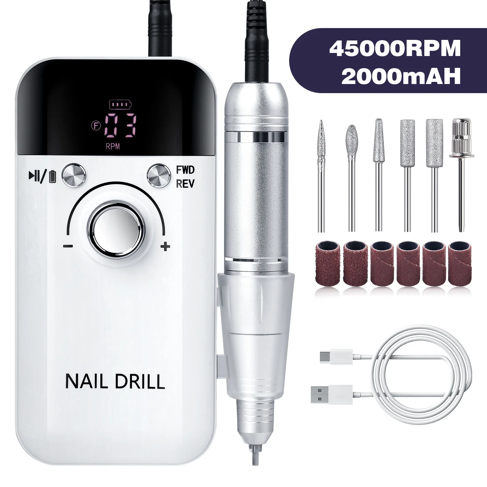 Zz 45000RPM Nail Drill Professional Polishing Machine Manicure Milling Lathe Electric Sander File Gel Nail Polishing Machine