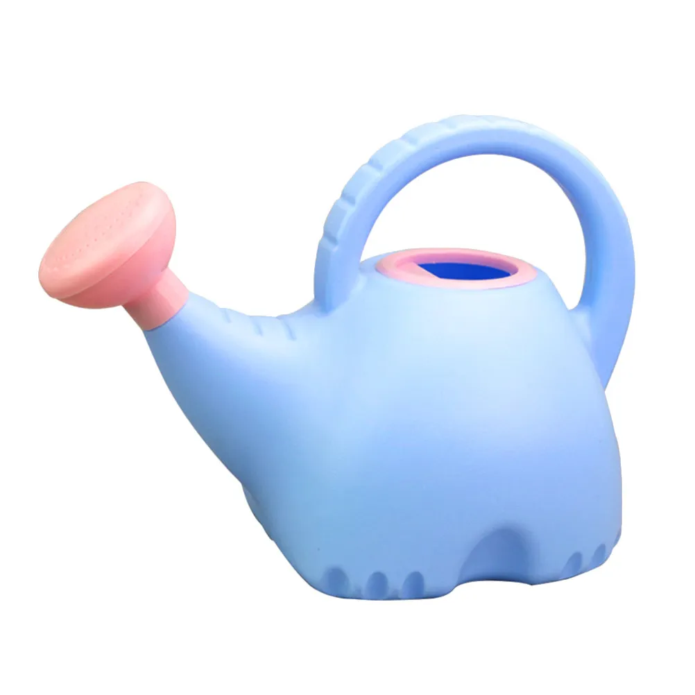 1Pcs Kids Cartoon Elephant Watering Can 1.5L Sky Blue Pink Portable Handle Long Spout Watering Pot for Indoor Outdoor Plants