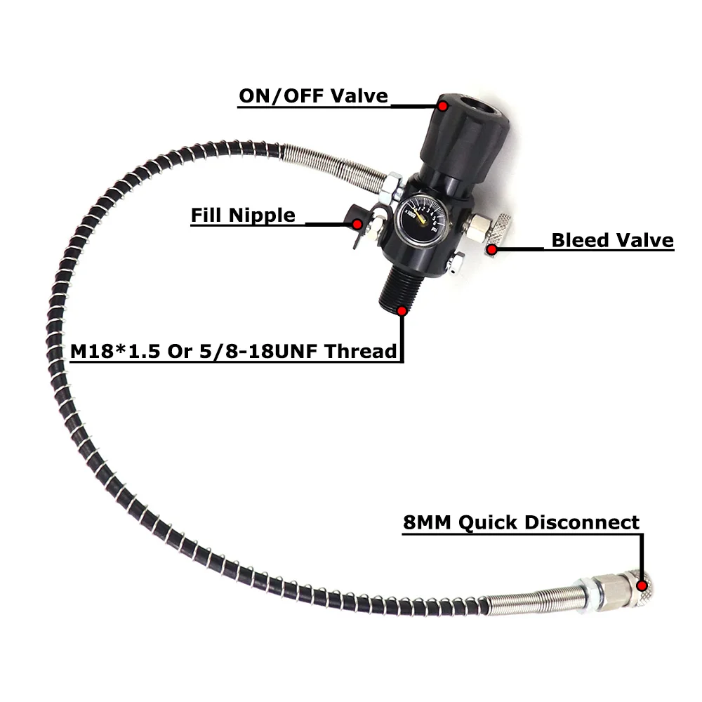 High Pressure Air Tank Charging Valve 300Bar Filling Station Cylinder Refill Adapter With M18x1.5 Or 5/8-18UNF Thread