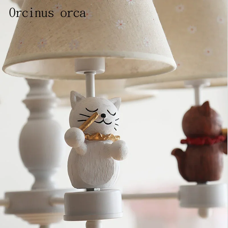 American cartoon cartoon kitten chandelier child room Boy Girl Bedroom modern minimalist doll LED pendant lamp  free shipping