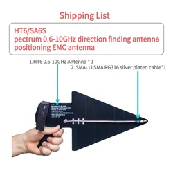 HT6 Log Periodic Antenna 600M-10G,EMI EMC Antenna,2/3/4G Wi-Fi UWB Broadband Direction Antenna for Spectrum Analysis Positioning