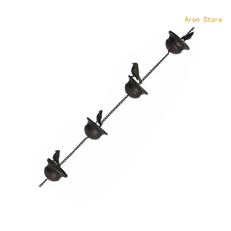 

Outdoor Birds On Cups Metal Rain Chain Rain Catcher For Gutter Roof Decorations Metal Drainage Rain Chain Downspout Tool H3CF