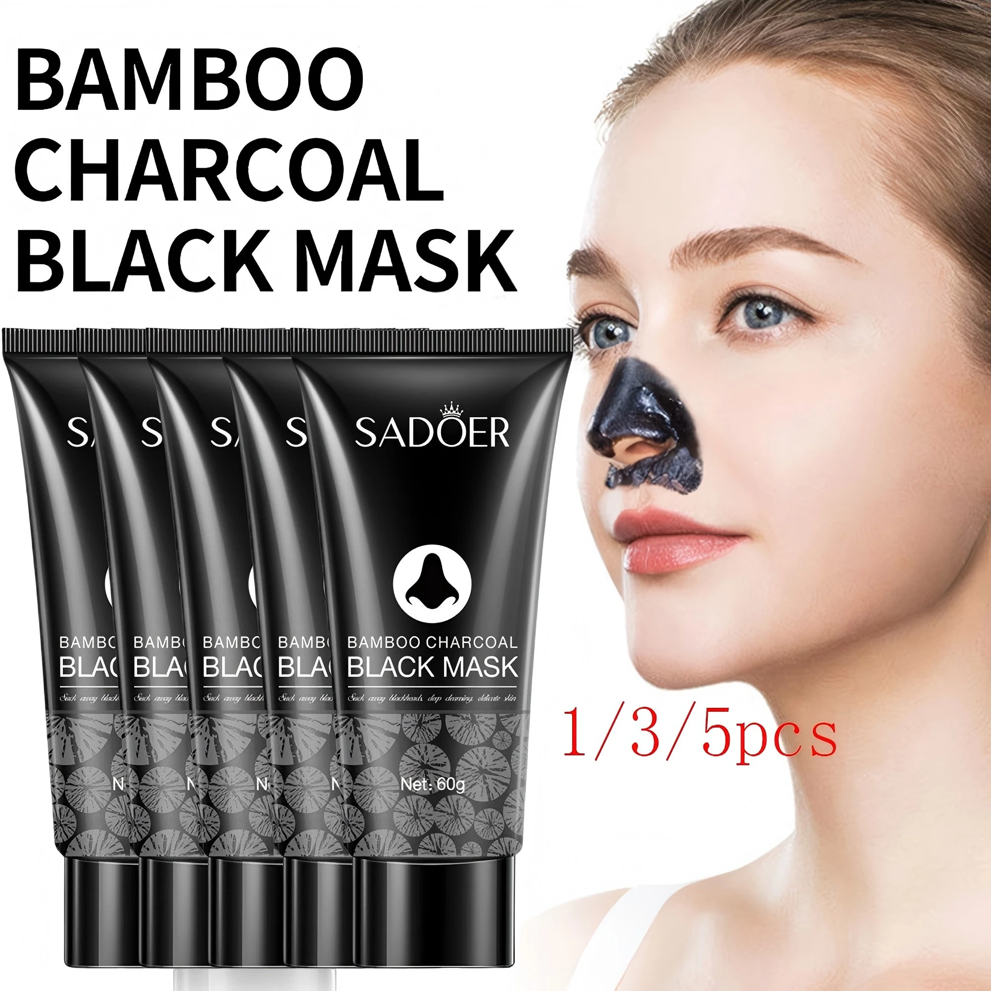 

Bamboo Charcoal Blackhead Removal Nose Mask Deep Cleansing Pore Strips for T-Zone Gently Removes Blackheads Whiteheads