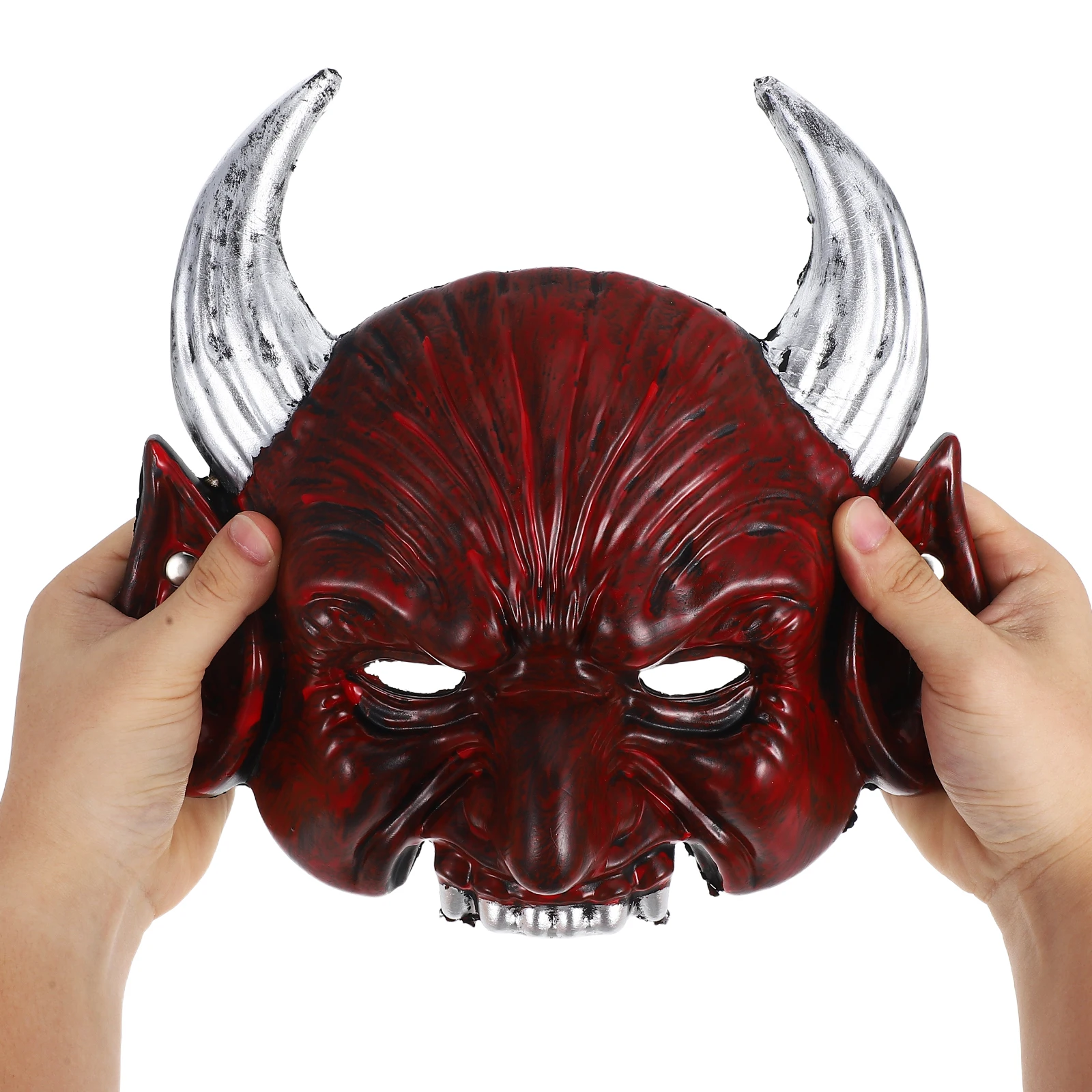 

Halloween Red Half Face Scary Horned Masquerade Costume Party Prop For Adults Half Face Mask Costume Teens Cosplay Event