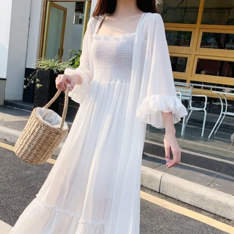 Summer Thin Sun-proof Jackets Women Breathable Long Style Sweet Lady Loose All-match Fashion Solid Holiday Sunscreen Sheer Chic