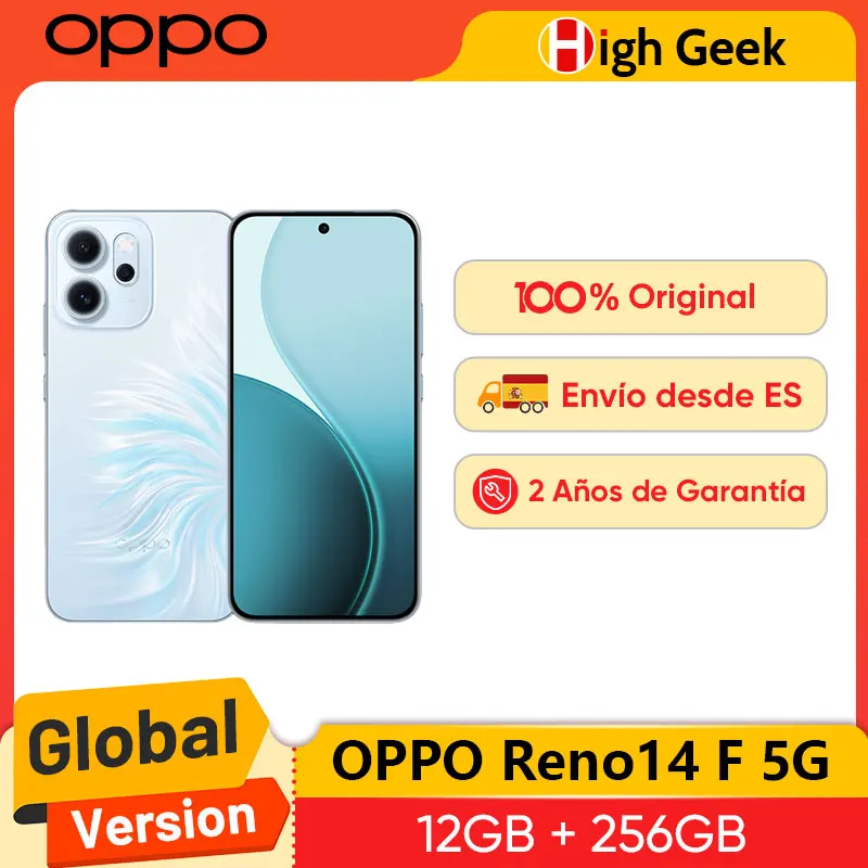 Version mondiale OPPO Reno14 F 5G Smartphone Qualcomm Snapdragon 6 Gen 1 Écran AMOLED 6,57 pouces 120 Hz Batterie 6000 mAh Appareil photo principal 50 Mpx Version mondiale OPPO Reno14 F 5G Smartphone Qualcomm Snapdragon 6 Gen 1 Écran AMOLED 6,57 pouces 120 Hz Batterie 6000 mAh Appareil photo principal 50 Mpx