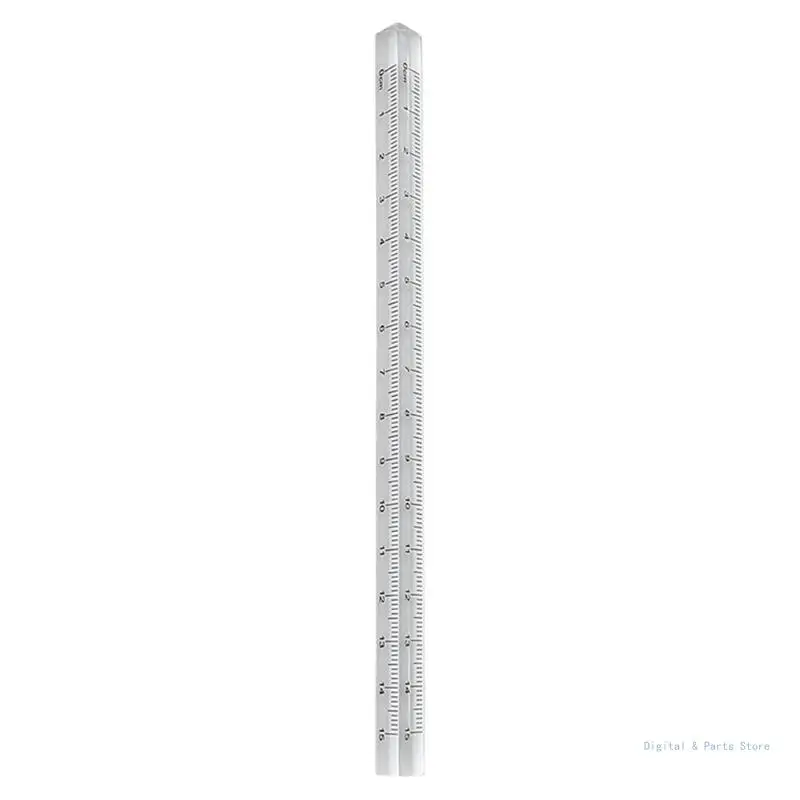 

M17F Transparent Acrylic Ruler Portable Mathematics Ruler Triangular Prism Ruler for Artists Designers Measuring 0-15cm