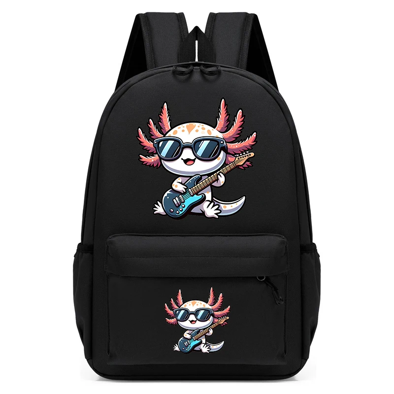 Axolotl infantil comendo Ramen Noodles Cartoon Backpack, Lovely Kindergarten Schoolbag para crianças, bebê, meninas