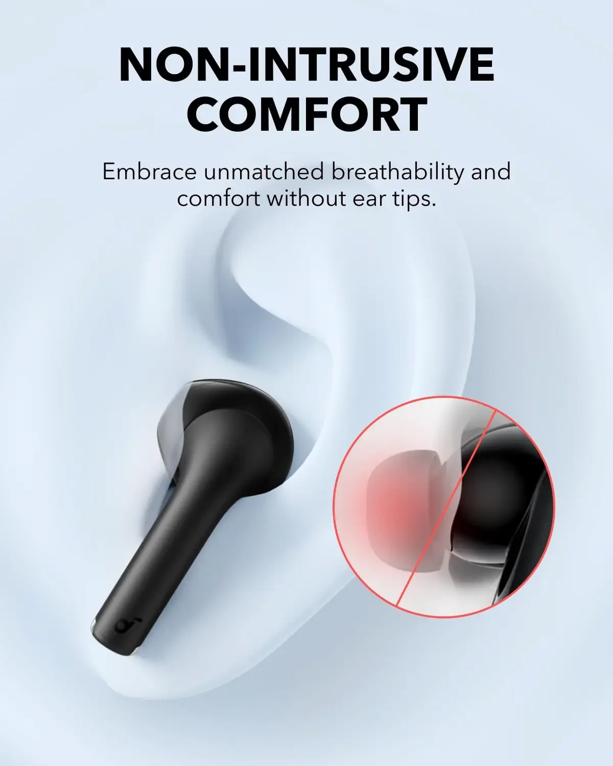 Soundcore K20i من Anker، سماعات أذن شبه داخل الأذن، لاسلكية بلوتوث، وقت تشغيل 36 ساعة، شحن سريع، صوت واضح، مناسب مريح A3994