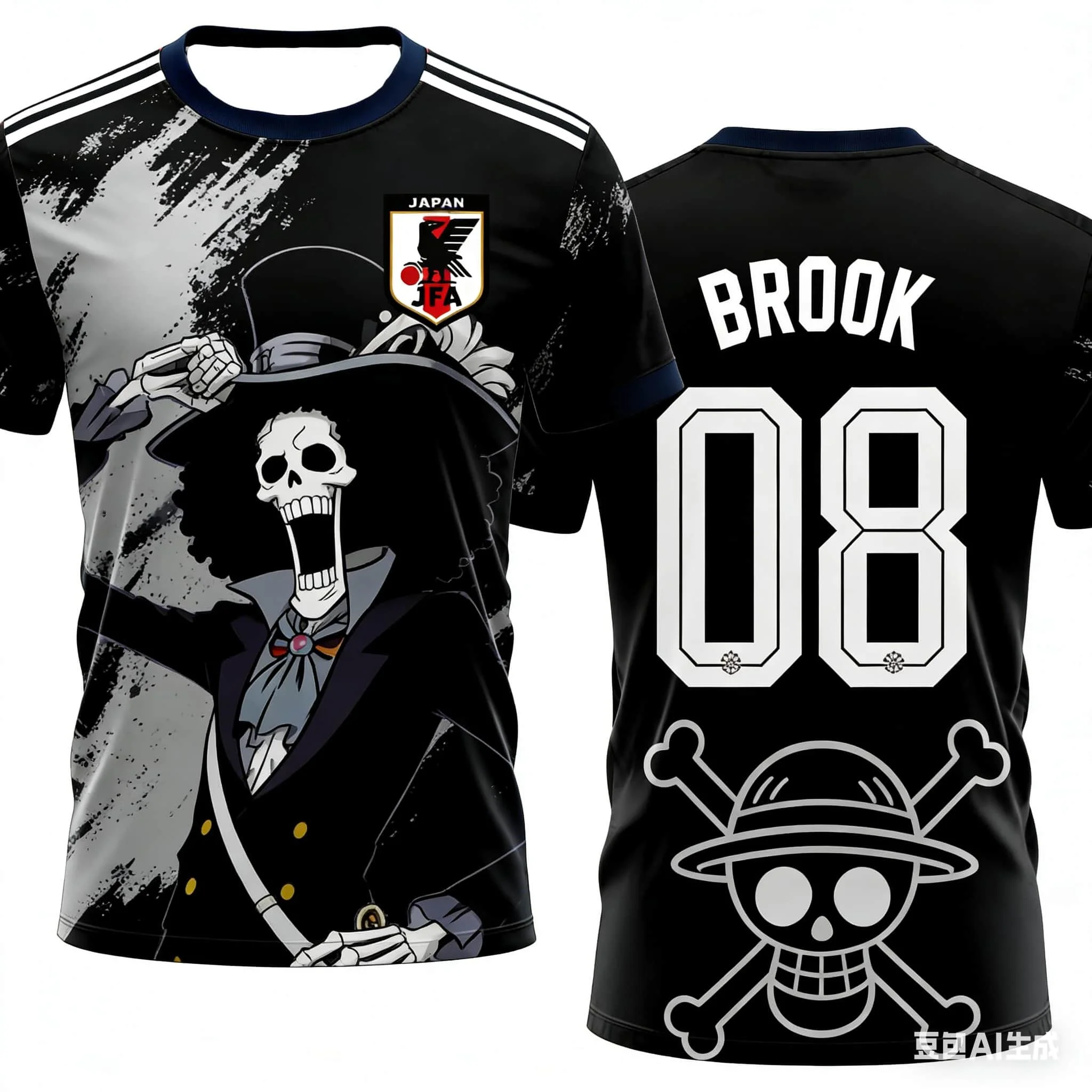 2026 Sommer Japan One Piece Luffy Fußballtrikot Herren T-Shirt Fußball Spezialtrikot Erwachsene Herren Schnelltrocknendes T-Shirt
