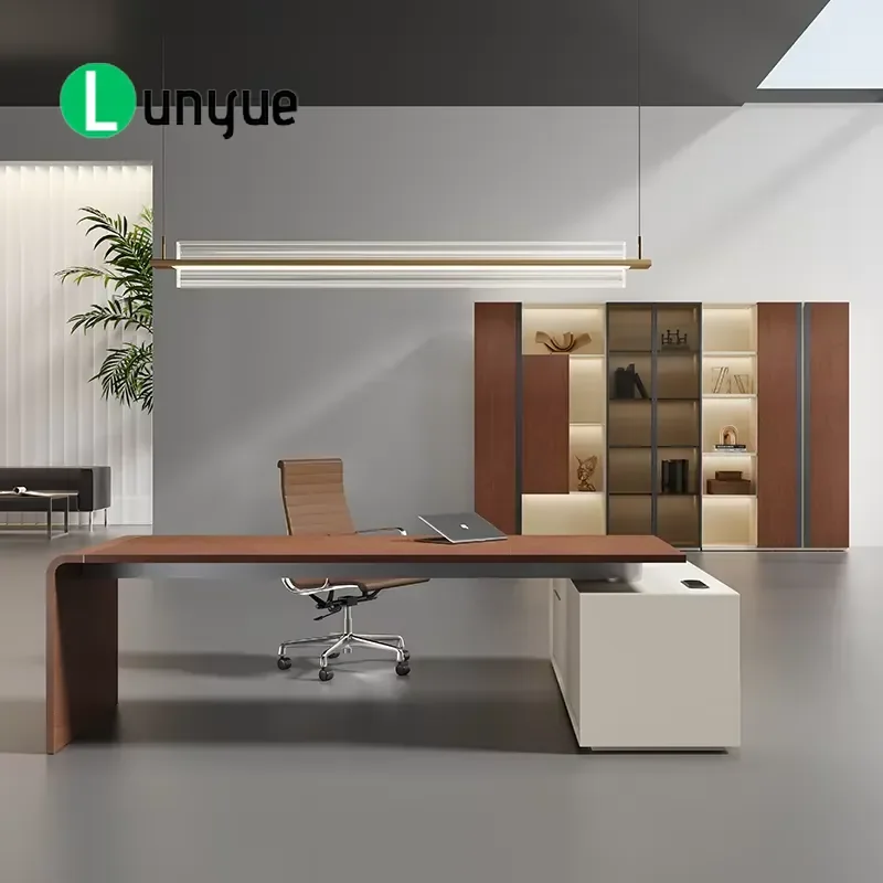 Modern Luxury Wooden Cutlery Display Cabinet Office File Storage for CEO Desk Furniture High End Business Workspace