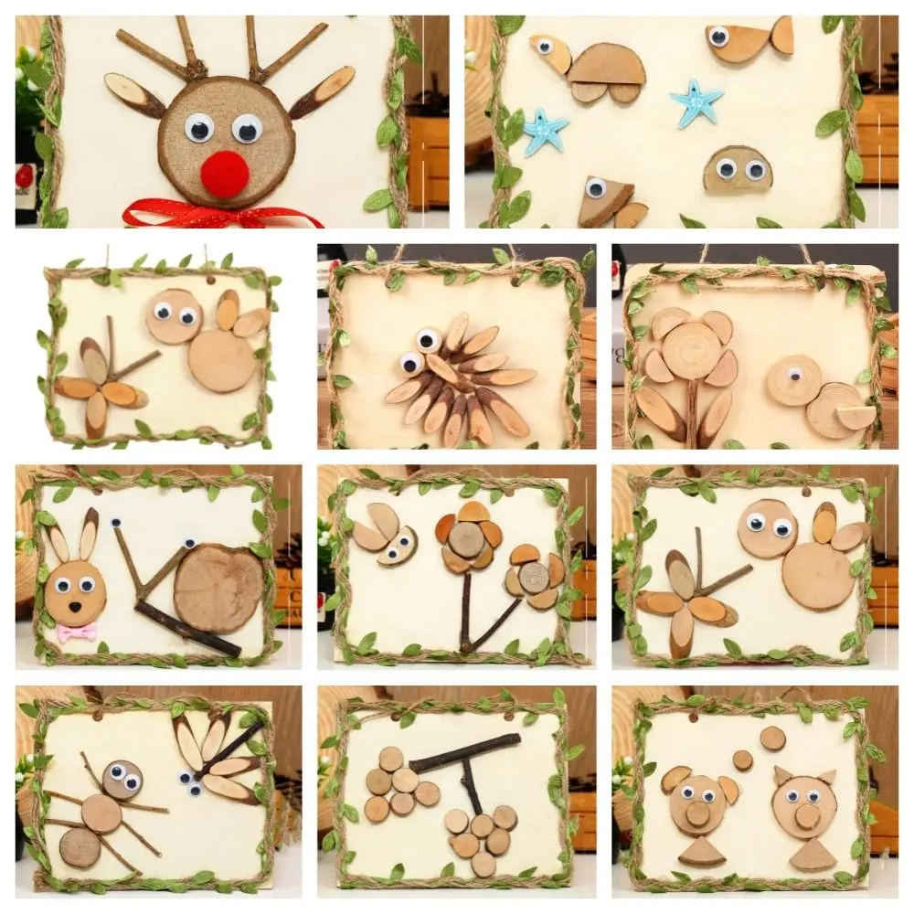 Paquete de Material creativo Diy, marco de madera Diy, madera de animales, juguetes educativos para niños, artesanía hecha a mano, juguete artesanal para niños, regalo para niños