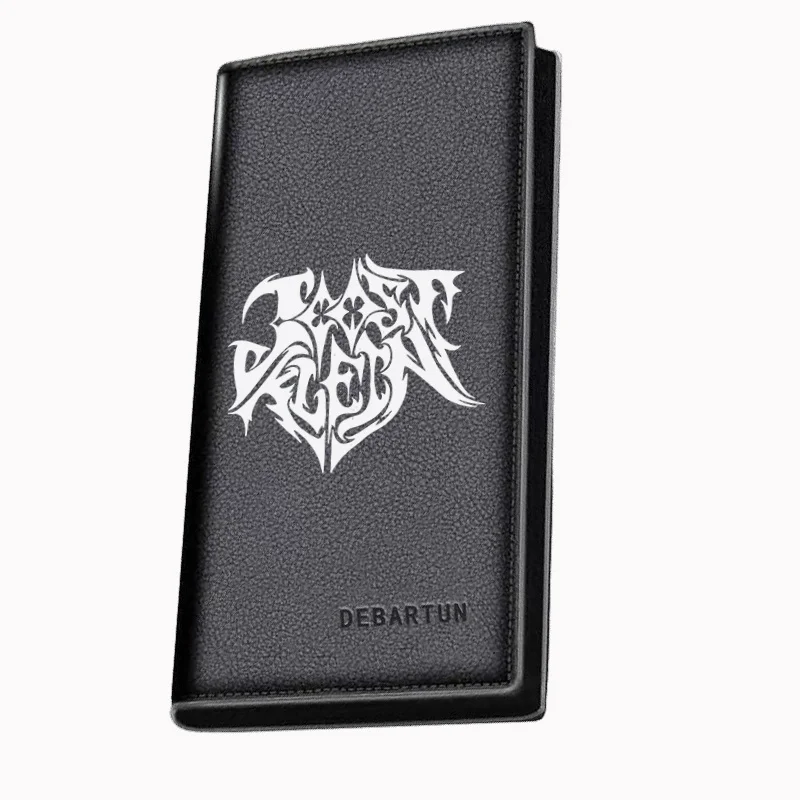 Abstract elegant white curves black background Men's Long Wallets Business Stylish Printing Design Casual Use Christmas Valentin