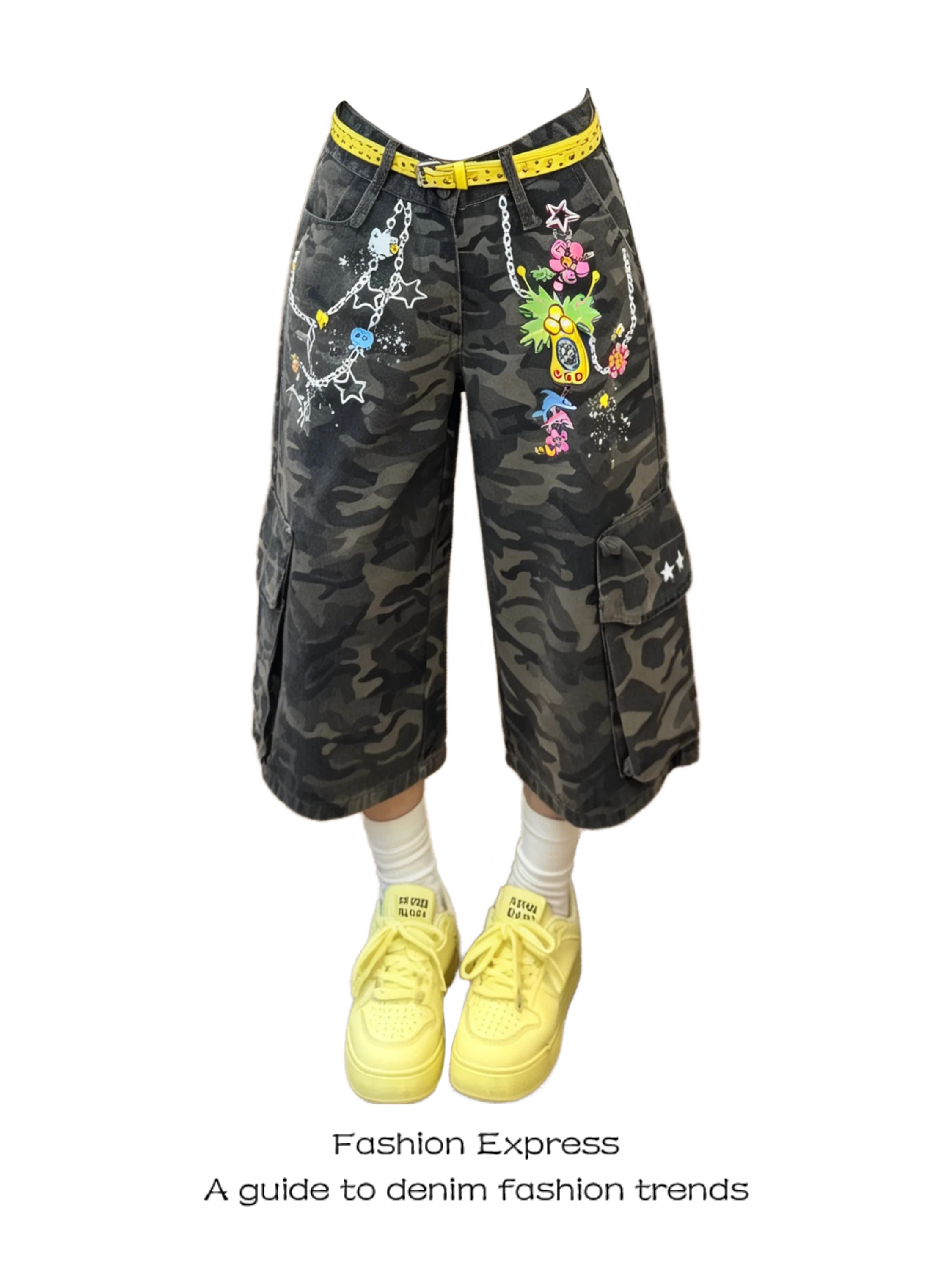 

Camouflage Seven-Foot Pants Women's New 2026 Summer American Style Multi-Pocket Trendy Brand Personality Straight Leg Casual ...