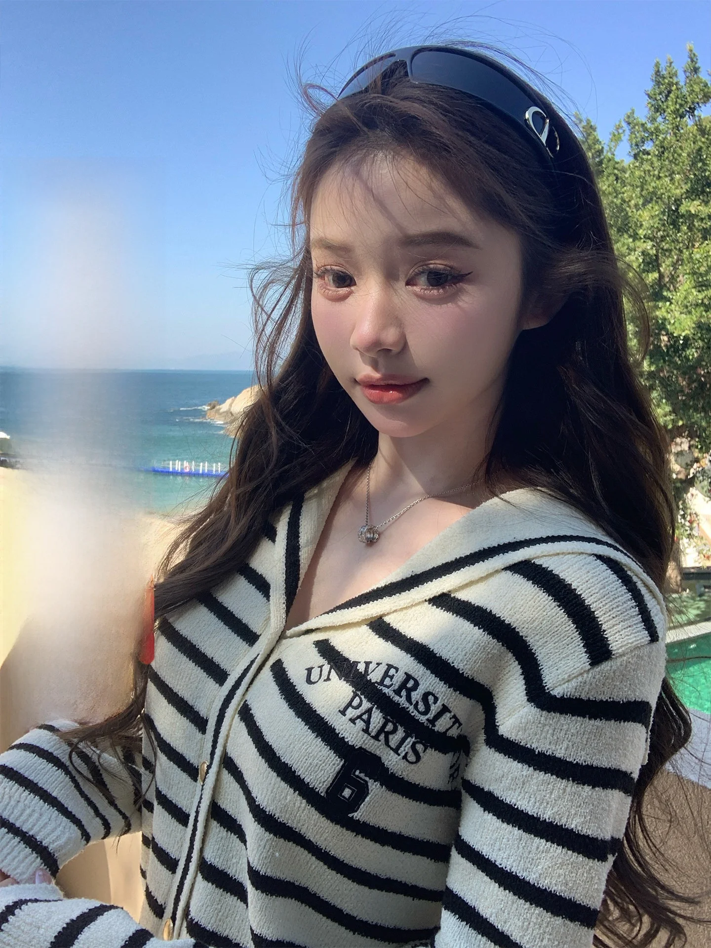 

Женский вязаный кардиган Chen Jin Early Spring в морскую полоску, свободного кроя, с длинными рукавами, на молнии, в студенческом стиле