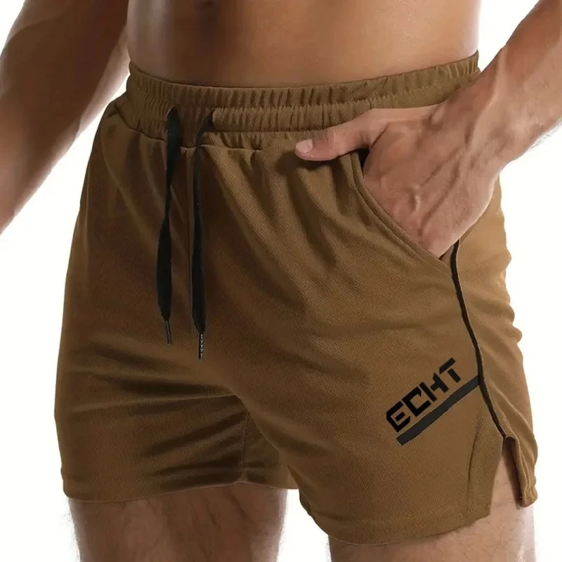 Calções Esportivos Respirável de Secagem Rápida Masculina, Fitness, Corrida, Corrida, Moletom de Treino, Malha, Praia, Verão, 2022