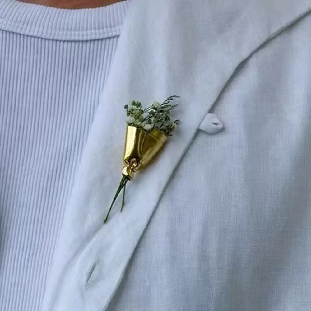 فريدة من نوعها سبيكة يمكن ارتداؤها باقة زهور كليب الفضة الكورية نمط زهرة بروش مجوهرات اكسسوارات خمر الملابس المعدنية دبوس يوميا #1