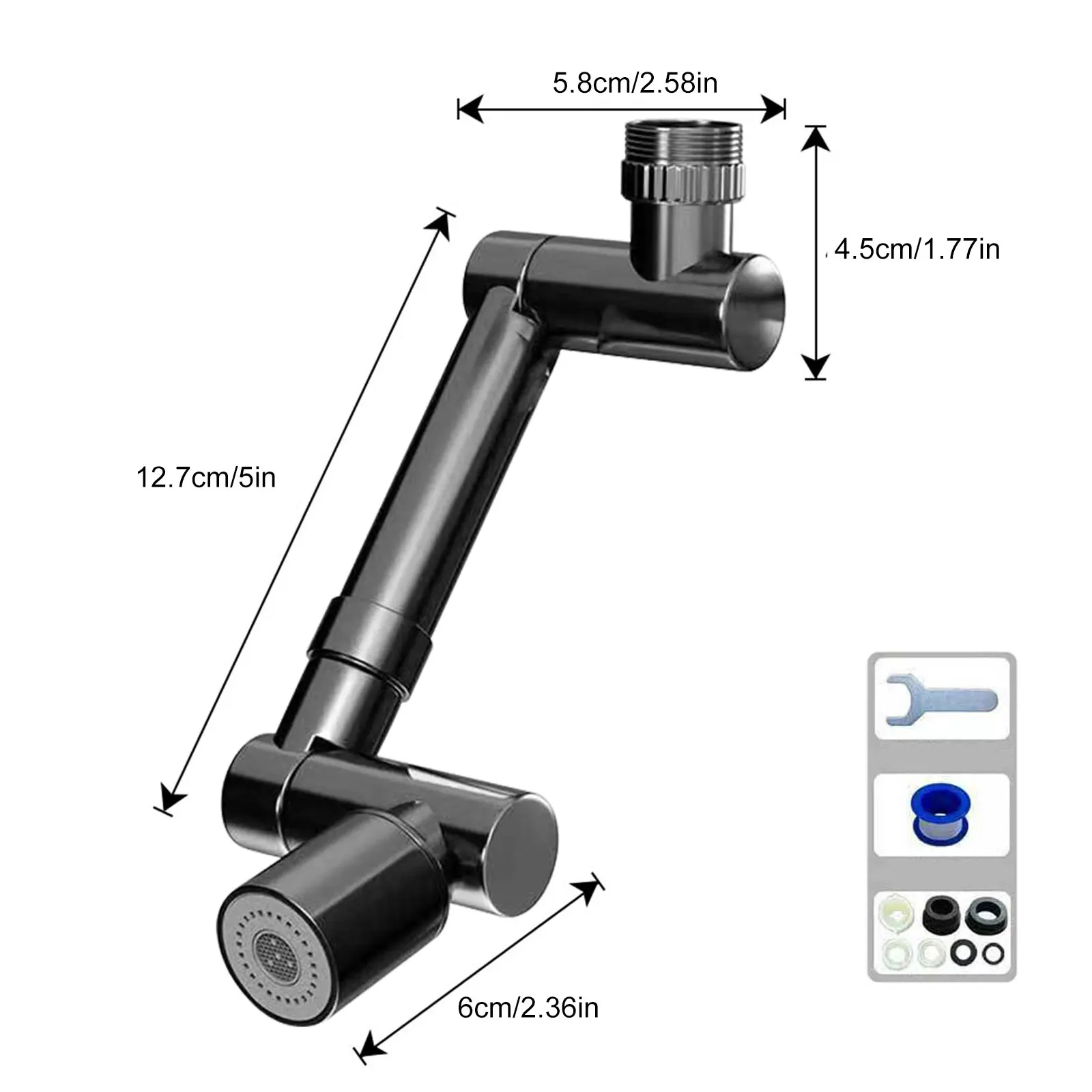 Universal 1440 ° Drehbare Wasserhahn Belüfter Extender Splash Filter Robotic Arm Swivel Verlängerung Wasserhahn Belüfter für Küche Bad