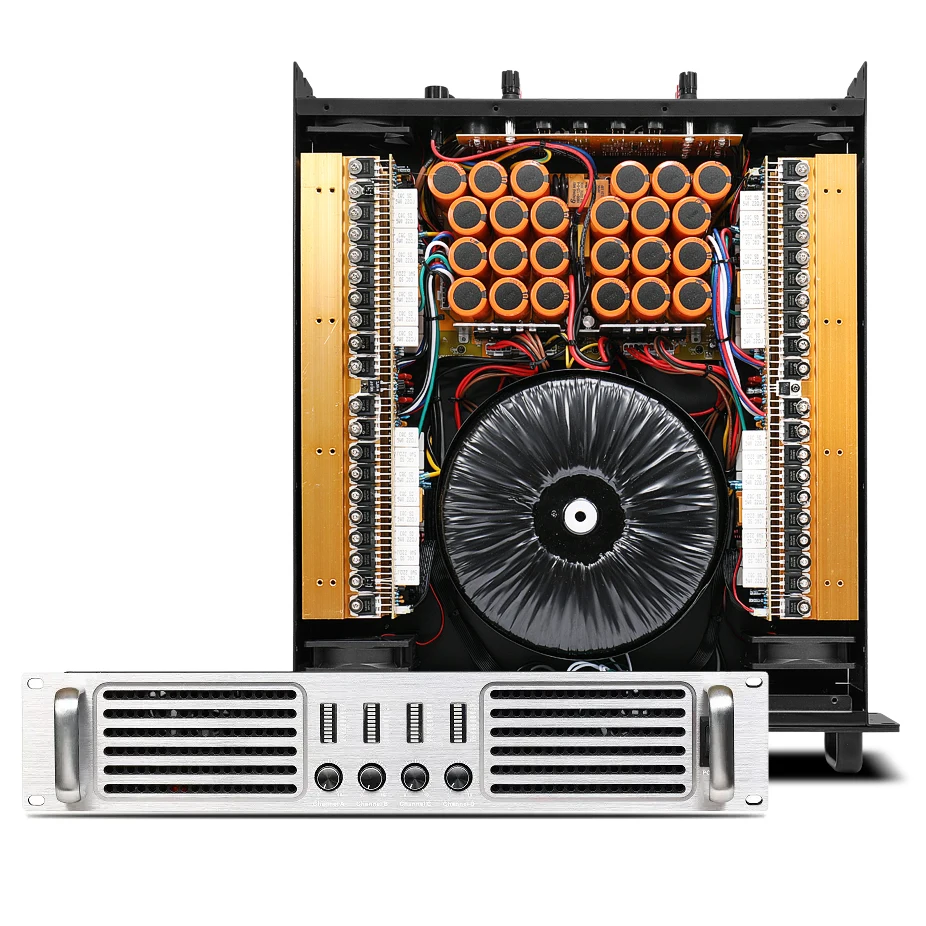 

New Hot Sell 2U 4*1200W Profession Power Amplifier Good Quality 4 Channel Class H Stage Performance Sound System Audio Amplifier