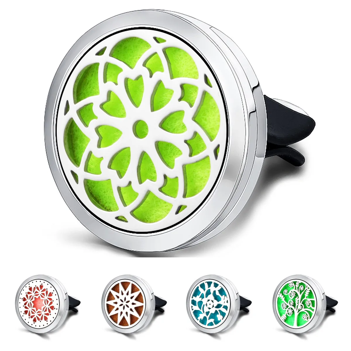 Refillable Car Air Freshener Smell Perfume Diffuser Clip Auto Vent Essential Oil Stainless Steel Locket Interior Accessories