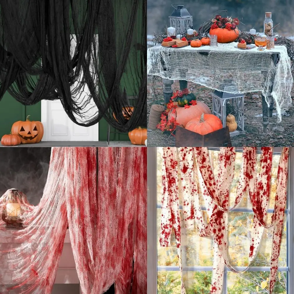 Scary House Warning Halloween Gauze Props 3/5M/7.6x1.83m Nightclub Ghost Festival Decoration DIY Bar Ghost House Gauze Layout