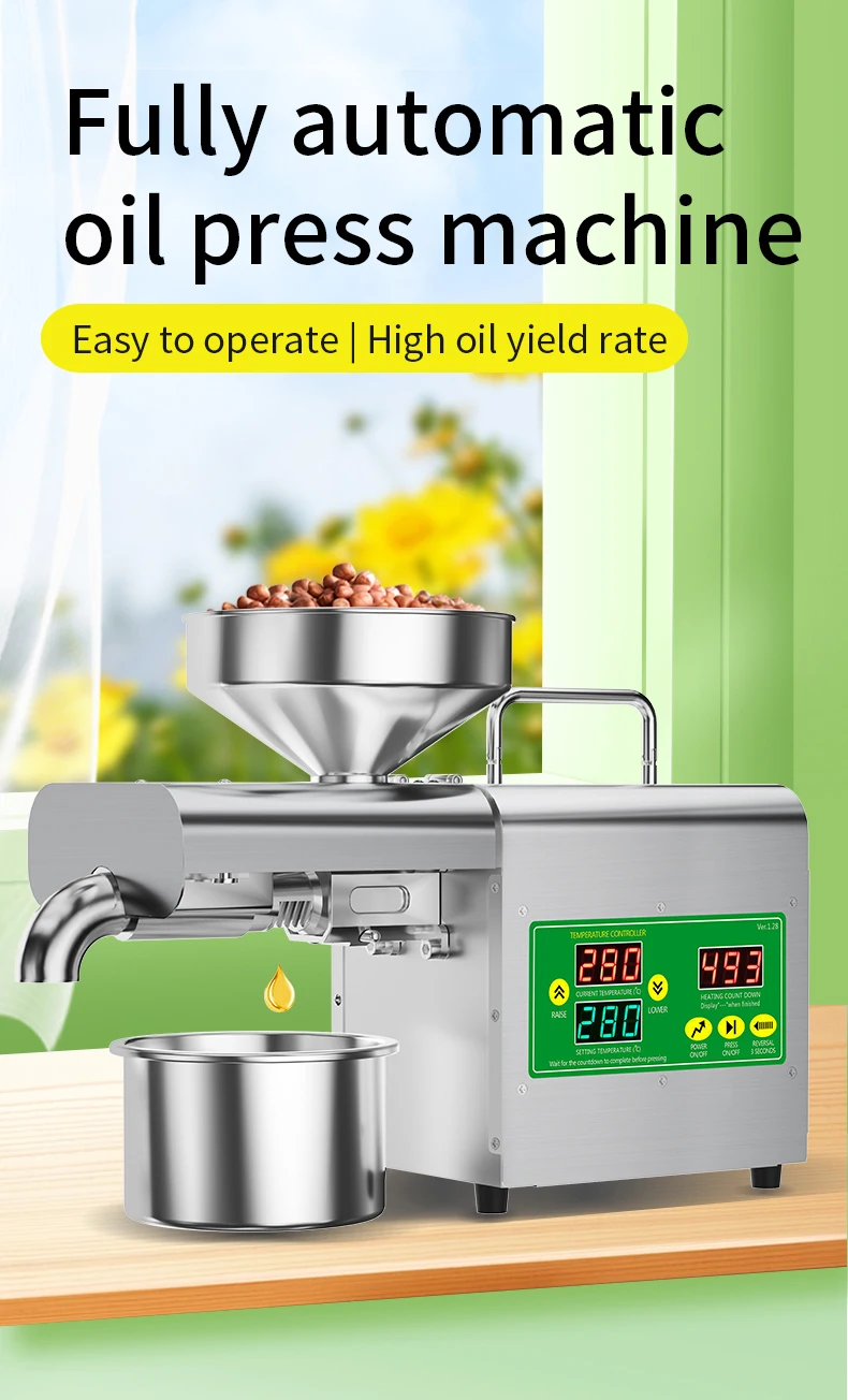 X3S 600 W Intelligente Ölpresse Maschine 220 V 110 V Edelstahl Kalt- und Heißpresse 20+ Ölsamen Echtzeit-Temperaturregelung – Detail 1