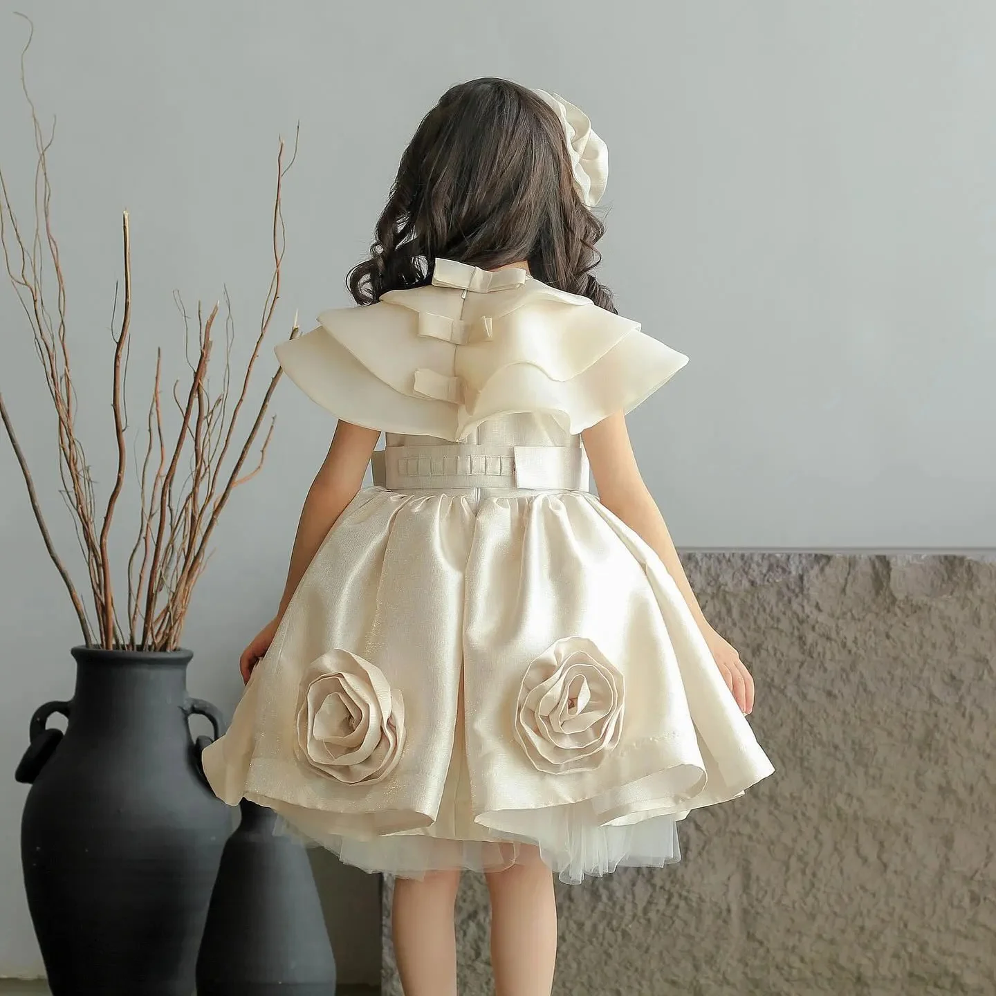 Elegant Flower Girl Dresses Short Toddler Girl's Birthday Party Gowns Customized Soft Satin Baby First Communion Dresses