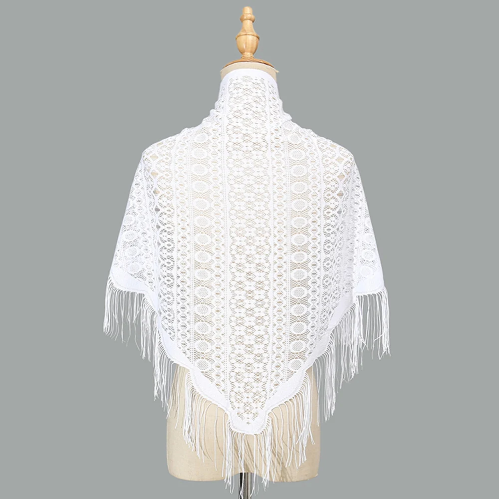 Fashion Church Shawl Lace Veil Polyester Scarf Bandana Women Scarf Church Prayer Wedding Mantilla Chapel White Embroidered Hijab