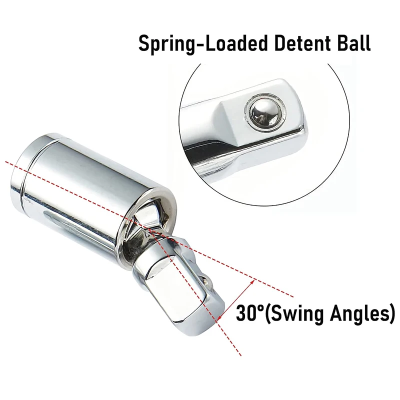 Universal Joint Set Ratchet Angle Extension Bar Socket Adapter Manual and Pneumatic Bendable Adapter Socket Tools 1/4\