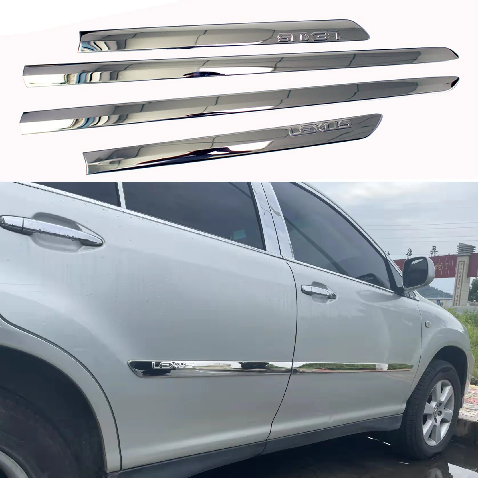 Side Door Body Molding Cover Trim Parts For Lexus RX300 RX330 RX350 RX400 04-09 Mirror Effect Body Side Door Molding Cover 4pcs