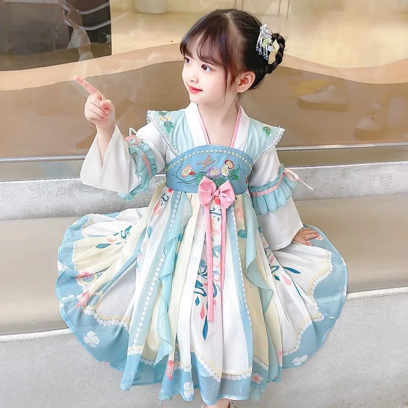 

Girls' Hanfu Dress 2025 Chinese Ancient Costume Tang Dress Chinese Style Embroidered Robe Dress Super Fairy Hanfu Dress LH651