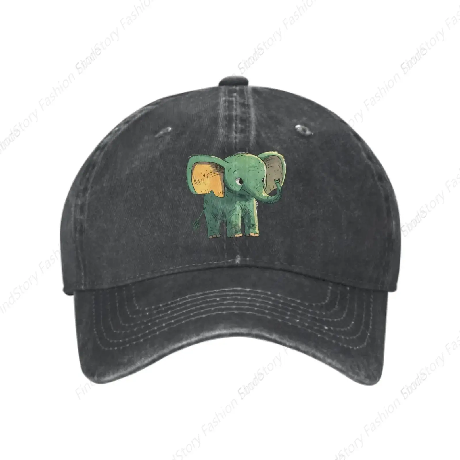 

Happy Elephant Baseball Cap Trucker Denim Golf Dad Hat Cotton Adjustable Fishing Daily Outdoor Sports Travel All Seasons