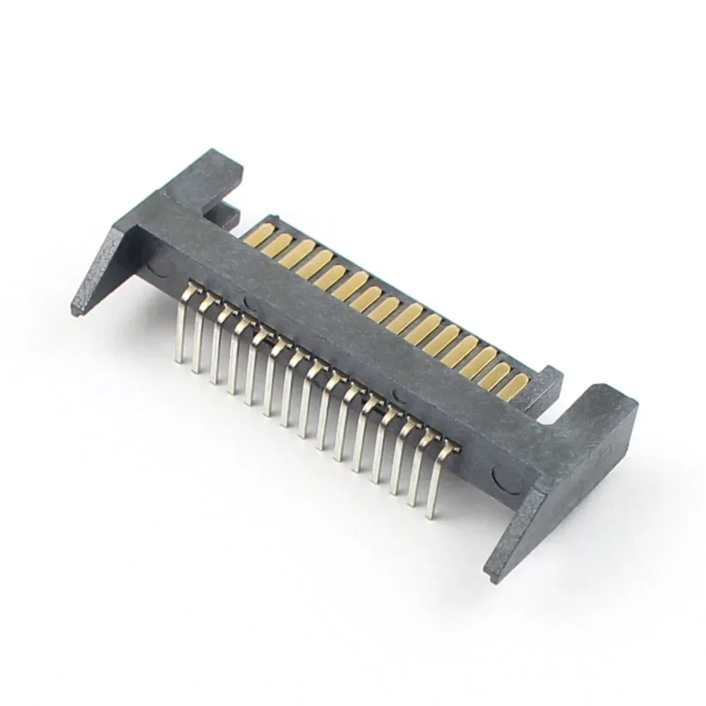 50pcs SATA 15P 15 Pin Male Right Angle 90 Degree Interface Socket Connector Adapter Single Row Port For Hard Drive