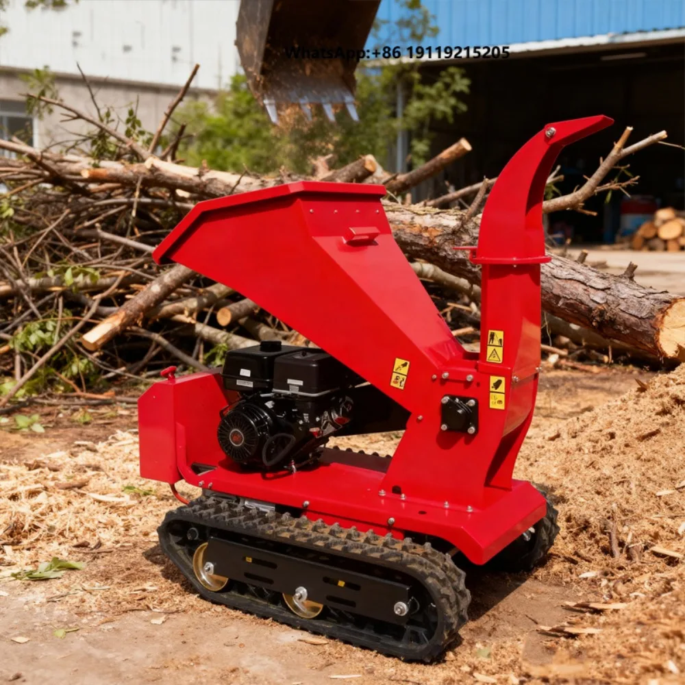 High-Performance Tracked Garden Waste Wood Shredder Chipper with Hammer Sawdust Maker Motor Pump Gear Bearing Core Components