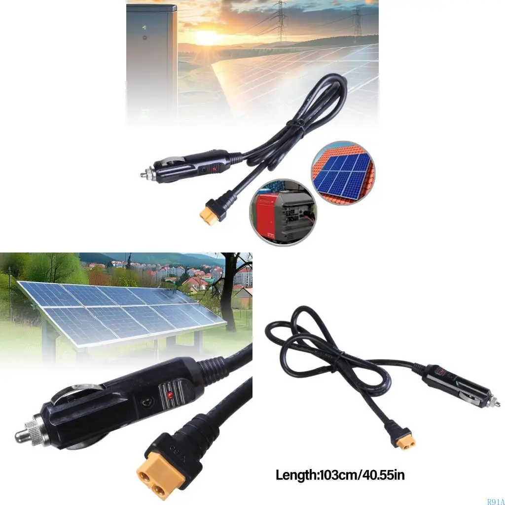 R91A 3.3ft Car Power Supply To XT60 Adapter Cable For Drones Solar Generators 12V/24V