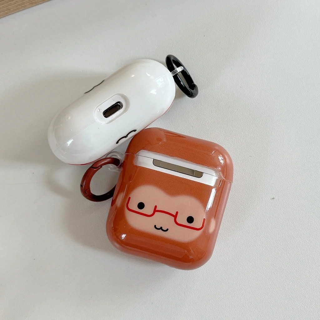 Funng Cute Glasses-wearing Little Animal Glossy Surface Earphones Protective Cover Case for AirPods 1 or 2 3 4 Pro Pro2 Pro3 - view 6