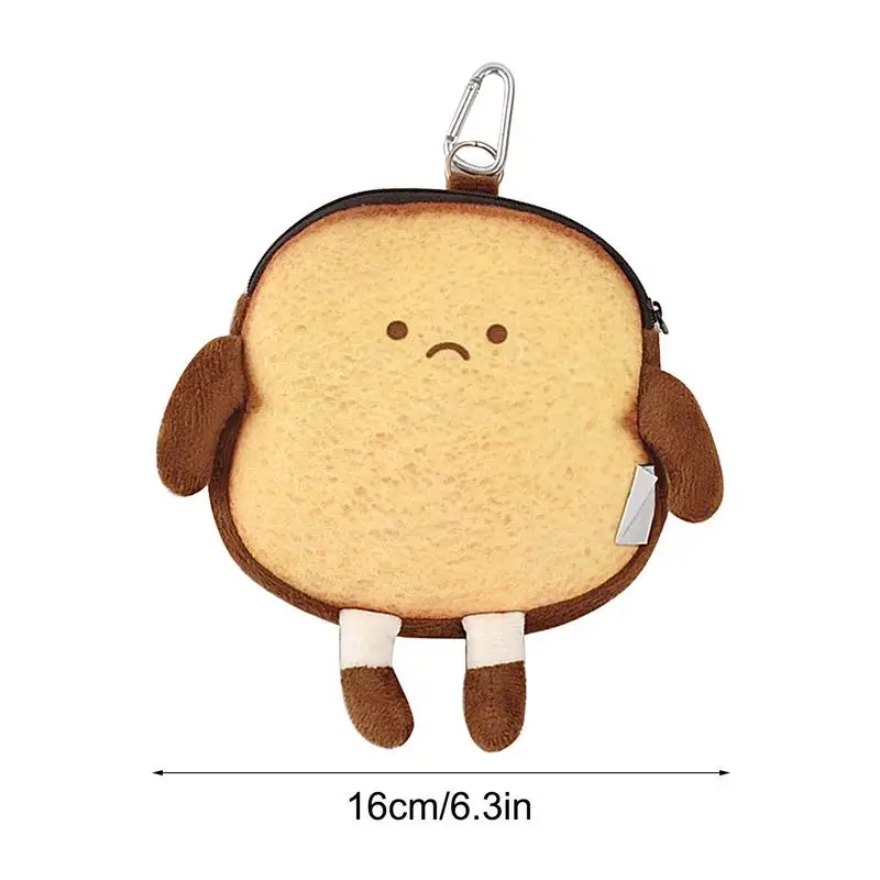 Plush Change Purse Toast Zipper Change Wallet Plush Backpack Pendant Cute Coin Pocket Small Money Wallet For Women Girls