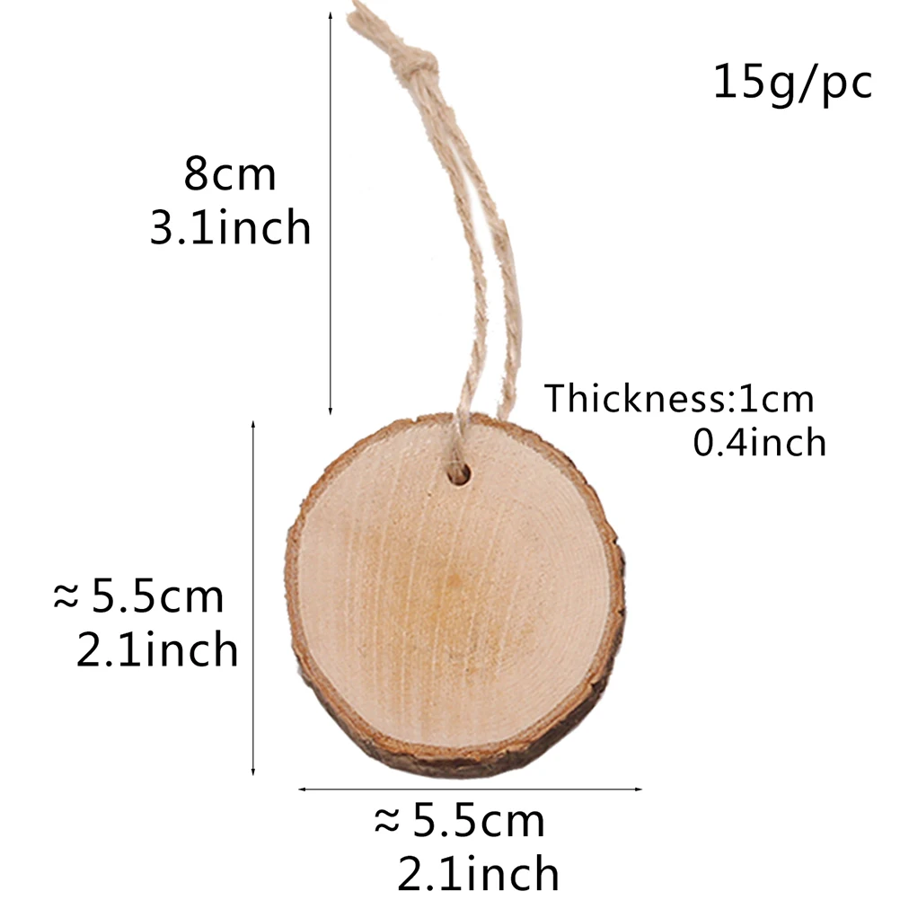 

10 Pcs Wood Slices Round DIY Crafts Unpainted Blank Pine Pre Sanded Predrilled Hole Rustic Wedding Decorations Art Projects Kids