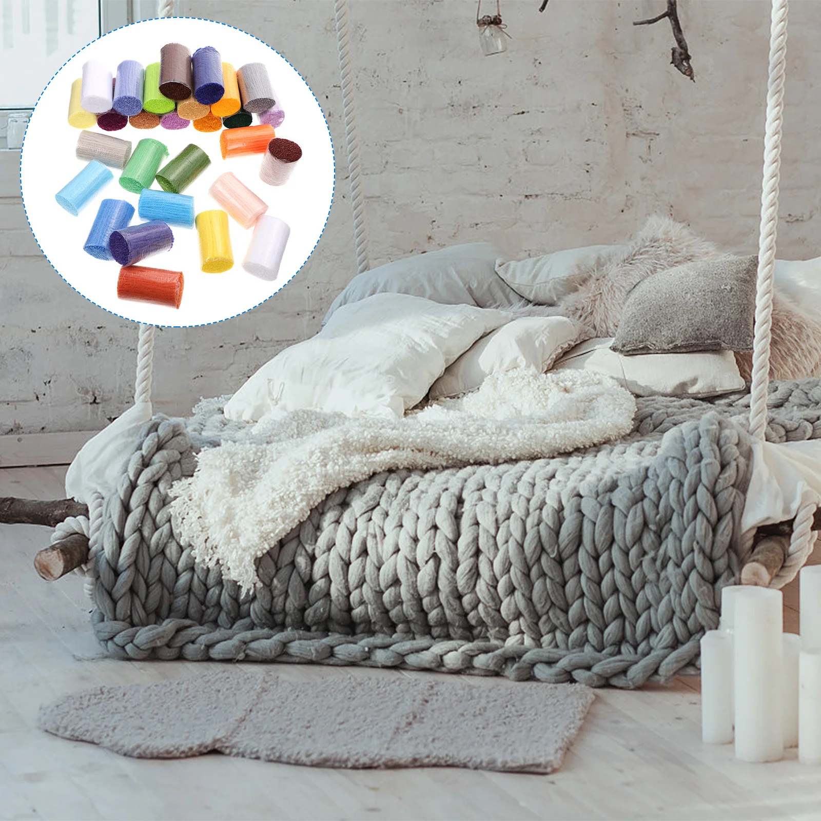 

30 Rolls Precut Yarn Thick Soft Warm DIY Knitting Crochet Carpet Rug Embroidery Handcraft Supplies Pre-Cut Yarn