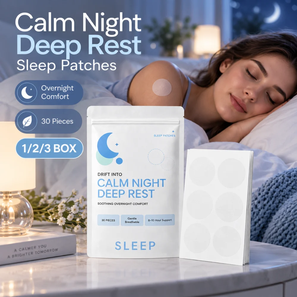 Deep Rest Sleep Patches 30Pcs Lavender Scent Hyaluronic Acid Tocopherol Lightweight Adhesive Body Stickers for Night Relaxation