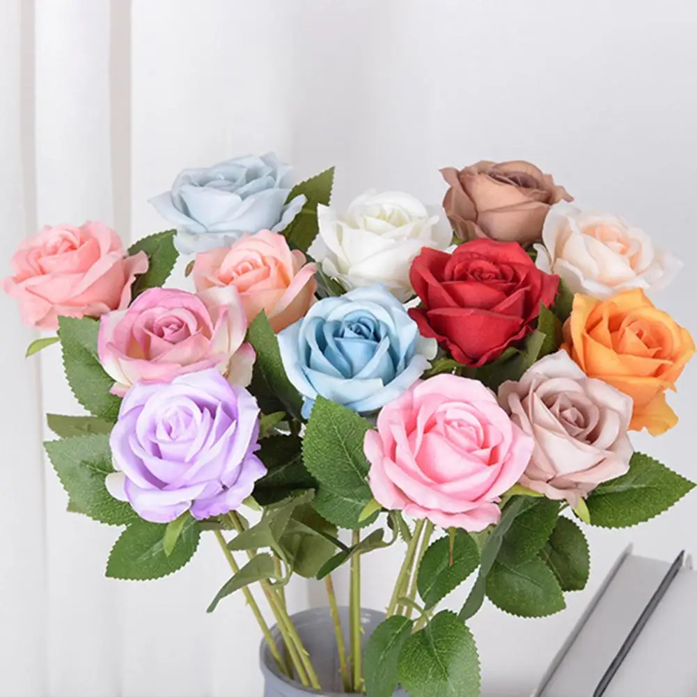 Simulation Rose DIY Non-fading Faux Silk Flower Fresh-keeping Floral Arrangement Artificial Rose Fake Flower Wedding Home Decor