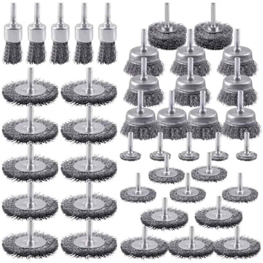 

Набор щеток-губок из углеродистой стали с круглым хвостовиком 1/4 дюйма для удаления ржавчины, коррозии и очистки поверхностей