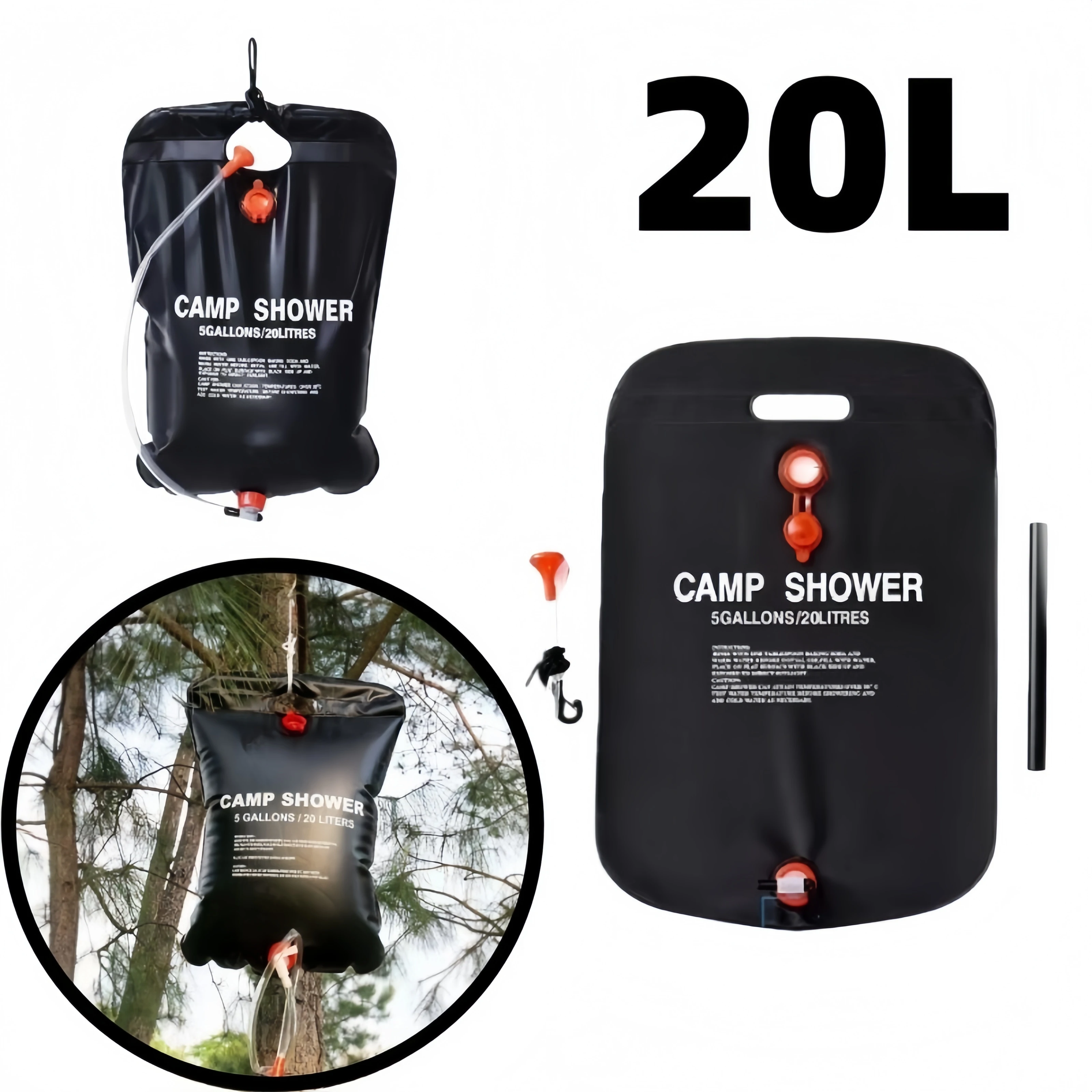 Image of Große Tragbare Camping-Duschtasche für Outdoor-Reisen, Wandern, Picknick, Wasserspeicherbeutel für Strand, Schwimmen und Wildnis-Bäder