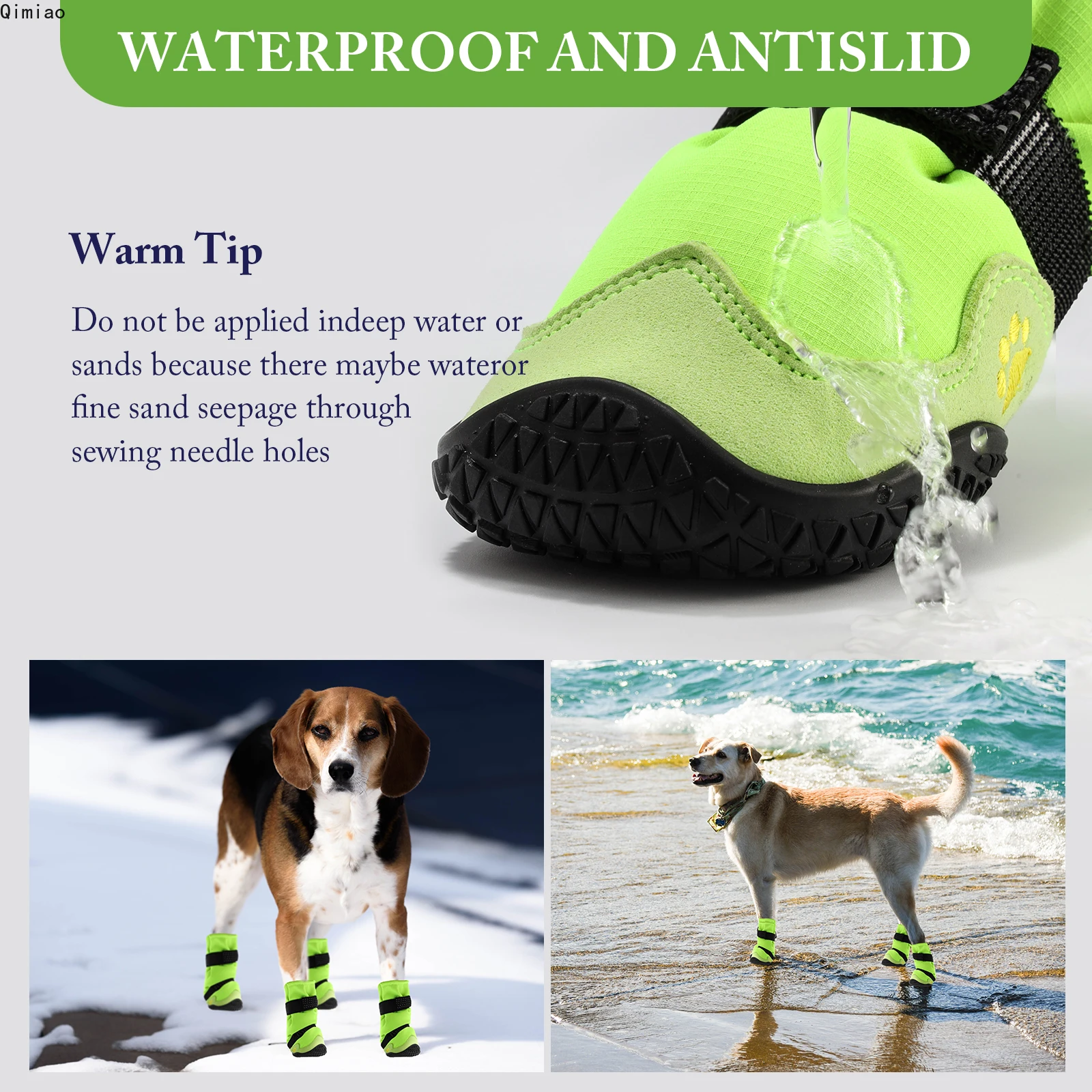 Waterproof Anti-Slip Dog Snow Boots, Reflective Shoes for Large Dogs, Hiking Boots, Soft Breathable Paw Protectors for Pets