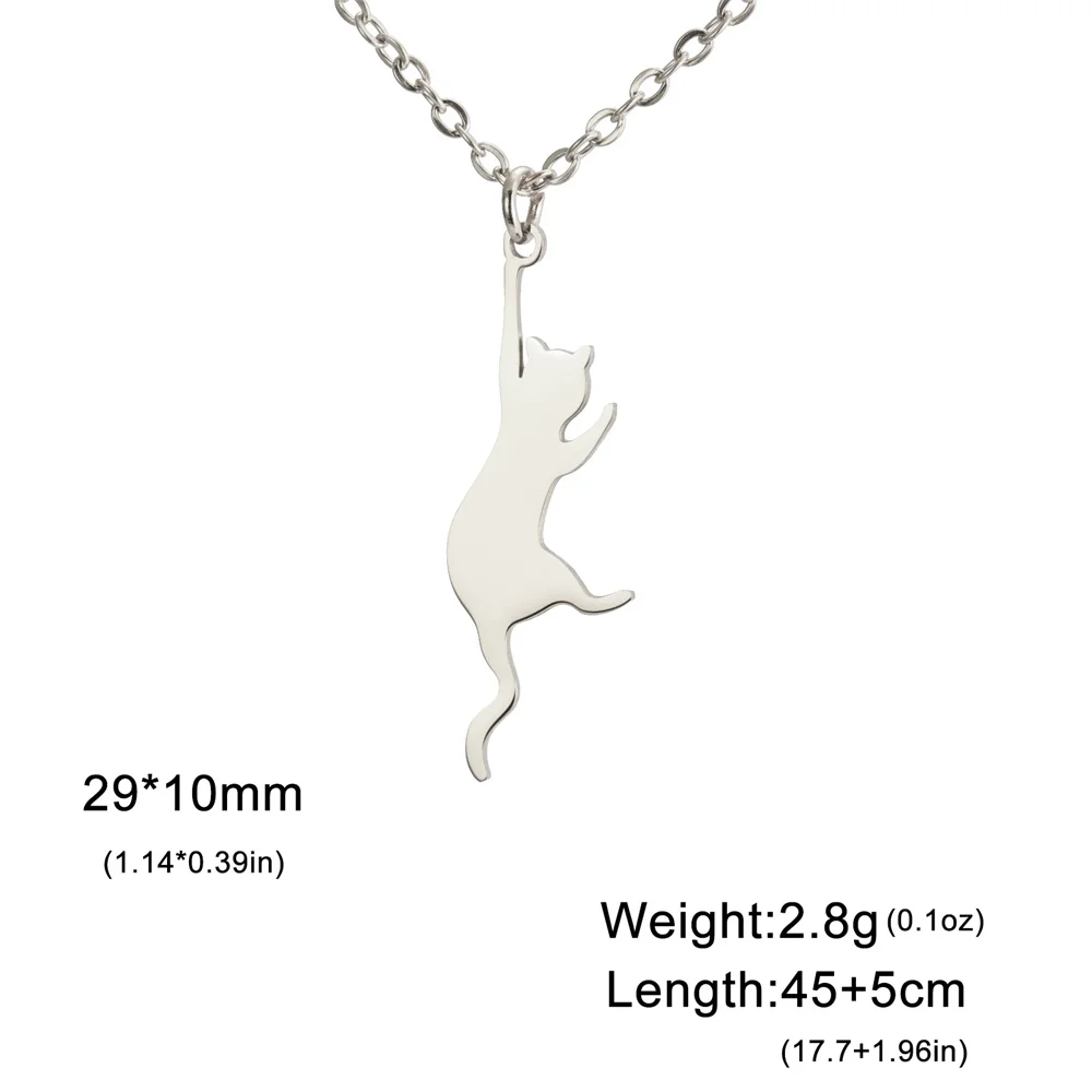 My Shape Katzen-und Fischgräten Anhänger Halsketten für Frauen Mädchen Kätzchen Tiere Charms Halskette Halsreif Edelstahl Schmuck – Detail 15