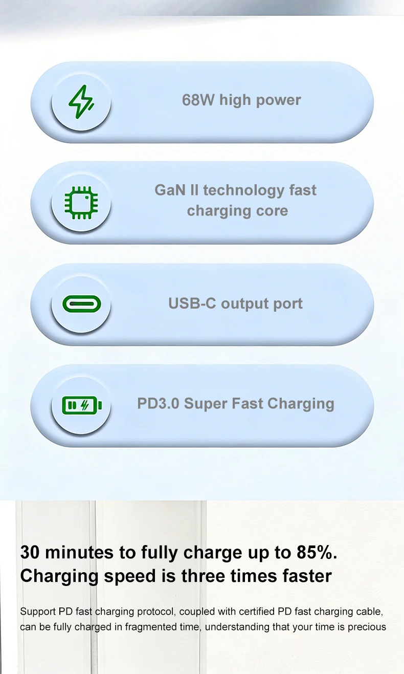 NEUES Original 68W Motorola Ladegerät USB C Typ-C Schnellladegeräte für Motorola Telefonadapter 68W Schnellladekabel Zubehör – Detail 6