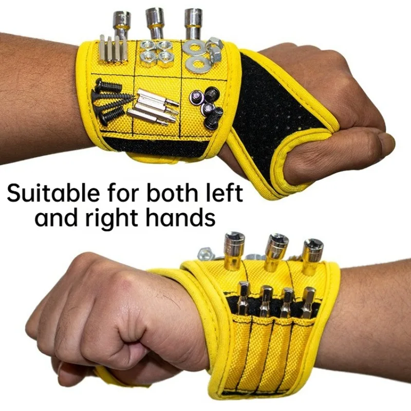 Magnetisches Armband zum Halten von Schrauben, Nägeln, Bohrern, verstellbares Handgelenkstützdesign, Werkzeugtasche für Werkzeuge, Heimwerker-Gadget – Detail 2
