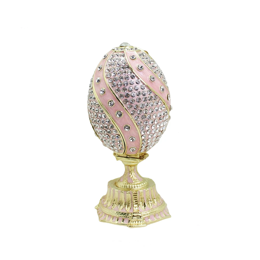 Faberge Enamel Egg Jewelry Trinket Box Crystal Decorative Egg Vintage Royal Easter Flower Basket Mother's Day Gift for Women